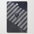 Walking in the rain | rainy |  crosswalks | alone | umbrella | grey Cutting Board Gallery Image 1