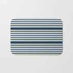 Navy Blue And Sage Green Horizontal Stripes Bath Mat Gallery Image 1