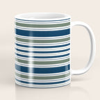 Navy Blue And Sage Green Horizontal Stripes Coffee Mug Gallery Image 1