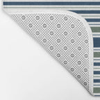 Navy Blue And Sage Green Horizontal Stripes Bath Mat Gallery Image 2