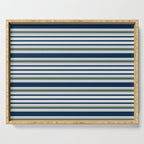 Navy Blue And Sage Green Horizontal Stripes Serving Tray Gallery Image 1