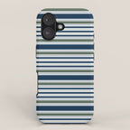 Navy Blue And Sage Green Horizontal Stripes iPhone Case Gallery Image 1