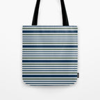 Navy Blue And Sage Green Horizontal Stripes Tote Bag Gallery Image 1