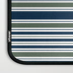 Navy Blue And Sage Green Horizontal Stripes Laptop Sleeve Gallery Image 3