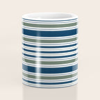 Navy Blue And Sage Green Horizontal Stripes Coffee Mug Gallery Image 4