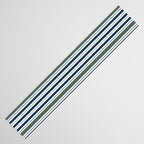 Navy Blue And Sage Green Horizontal Stripes Table Runner Gallery Image 3