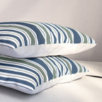 Navy Blue And Sage Green Horizontal Stripes Pillow Sham Gallery Image 3