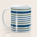 Navy Blue And Sage Green Horizontal Stripes Coffee Mug Gallery Image 3