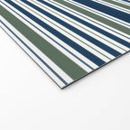 Navy Blue And Sage Green Horizontal Stripes Welcome Mat Gallery Image 2