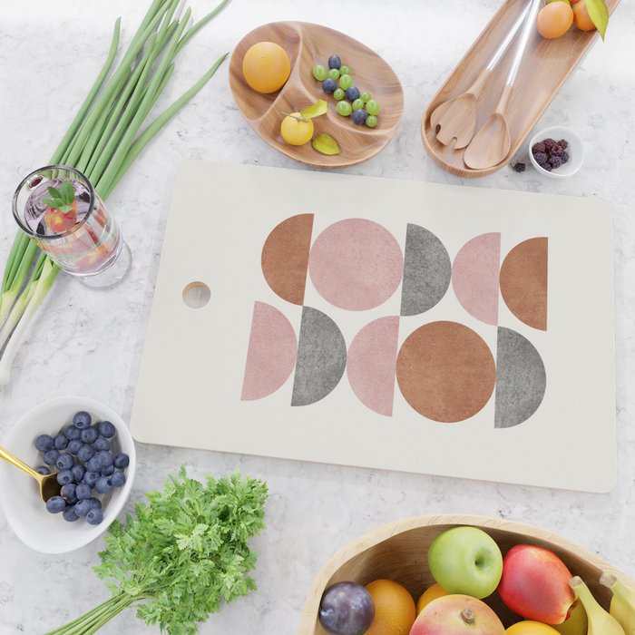 Pink brown retro scandinavian pattern Cutting Board Gallery Image 2