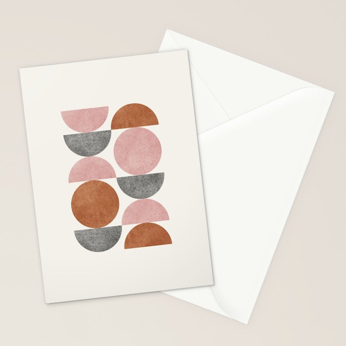 Pink brown retro scandinavian pattern Stationery Card Gallery Image 2
