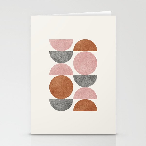Pink brown retro scandinavian pattern Stationery Card Gallery Image 2