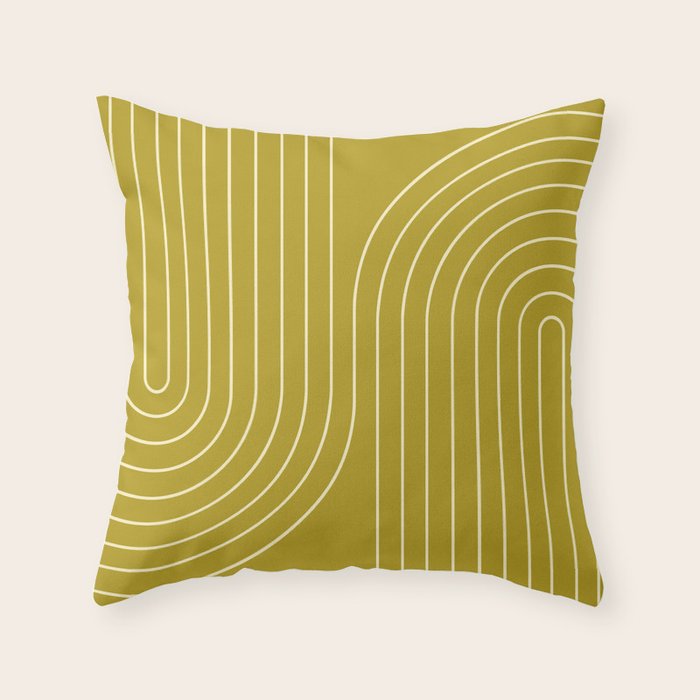 Minimal Line Curvature XVII Chartreuse Mid Century Modern Arch Abstract Throw Pillow Gallery Image 1