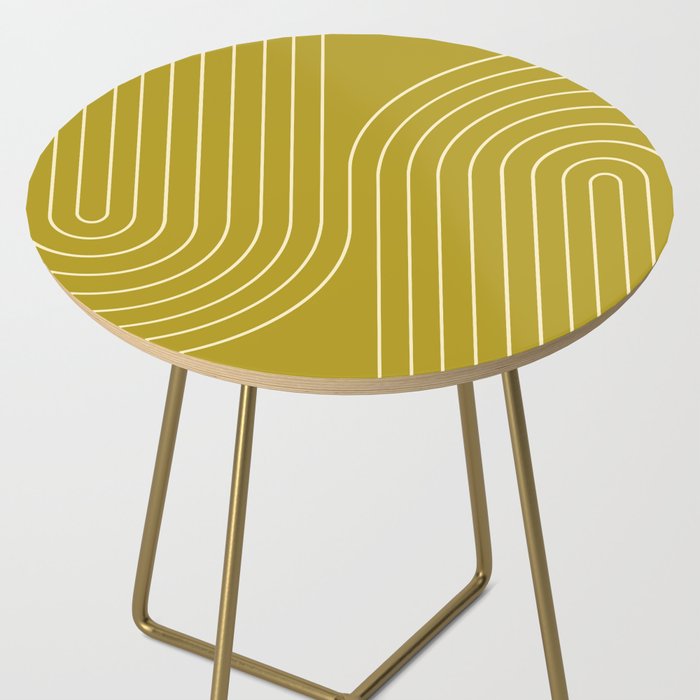 Minimal Line Curvature XVII Chartreuse Mid Century Modern Arch Abstract Side Table Gallery Image 2
