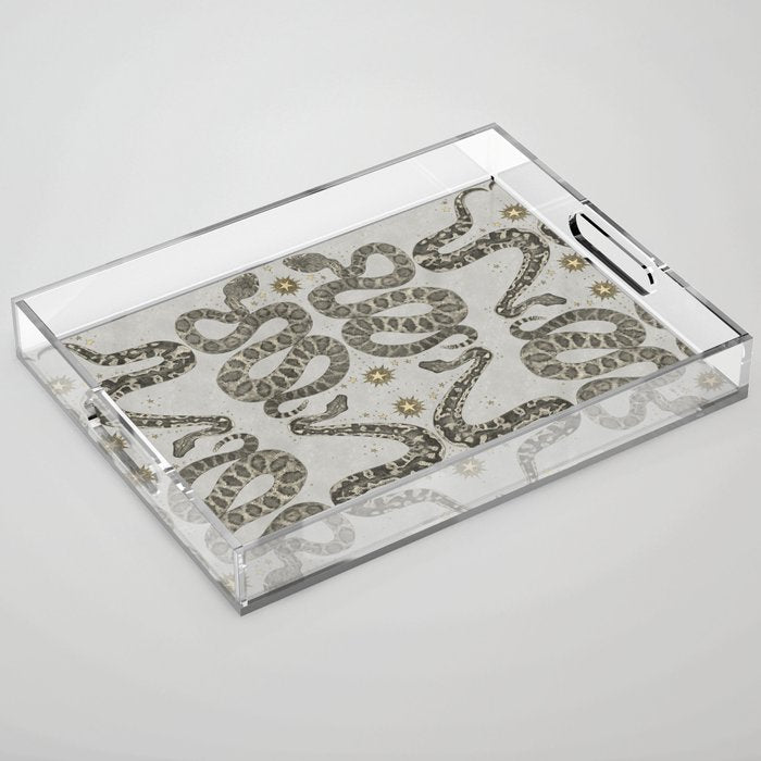 celestial snakes silver Acrylic Tray Gallery Image 1