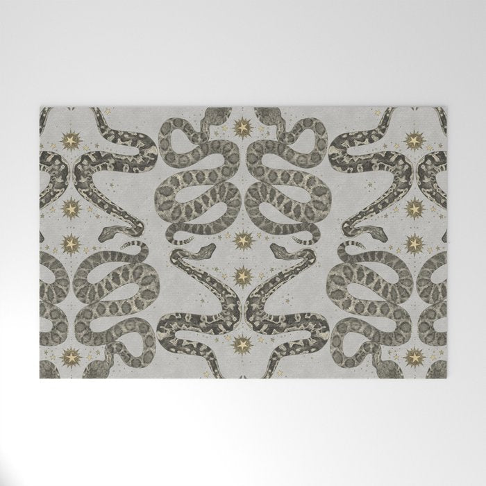 celestial snakes silver Welcome Mat Gallery Image 1