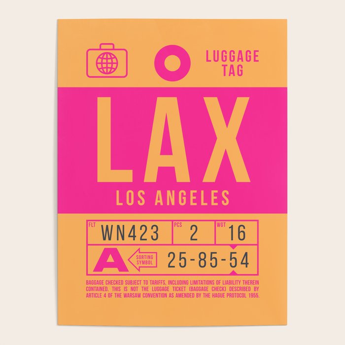 Luggage Tag B - LAX Los Angeles USA Poster Gallery Image 1
