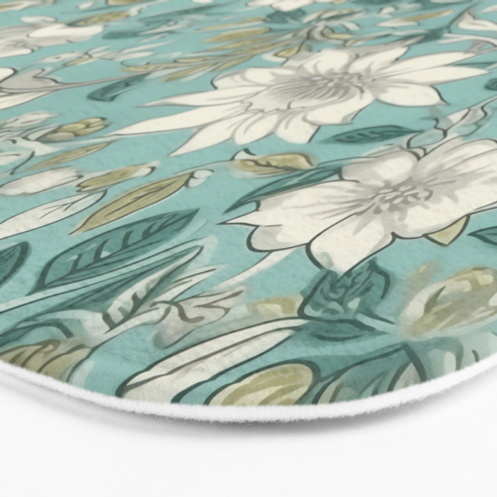 Elegant Vintage Floral Pattern Bath Mat Gallery Image 3