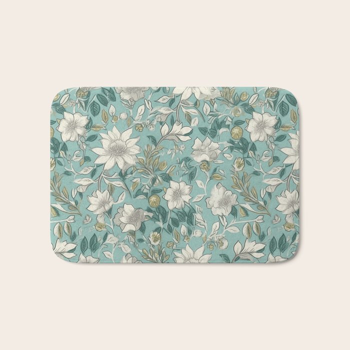 Elegant Vintage Floral Pattern Bath Mat Gallery Image 1