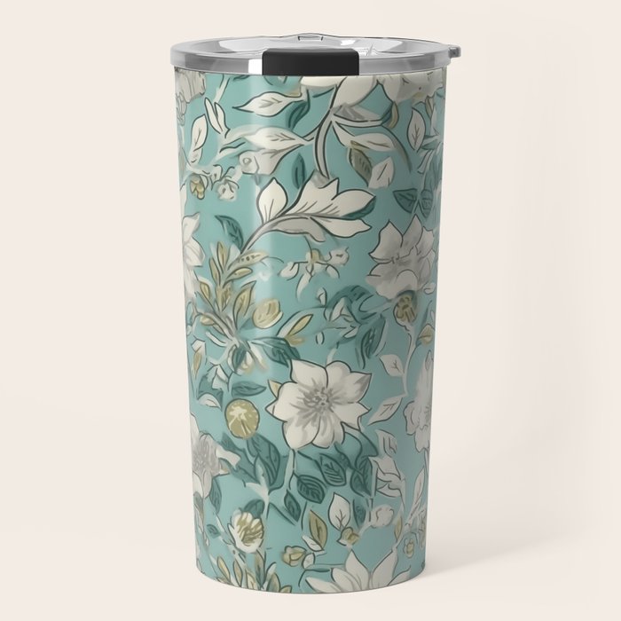 Elegant Vintage Floral Pattern Travel Mug Gallery Image 1