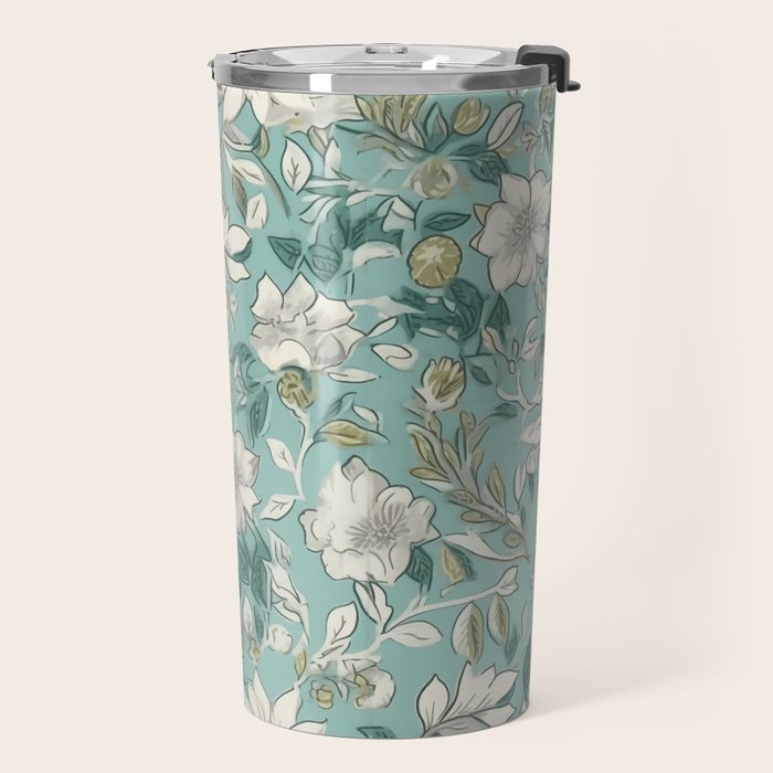 Elegant Vintage Floral Pattern Travel Mug Gallery Image 2