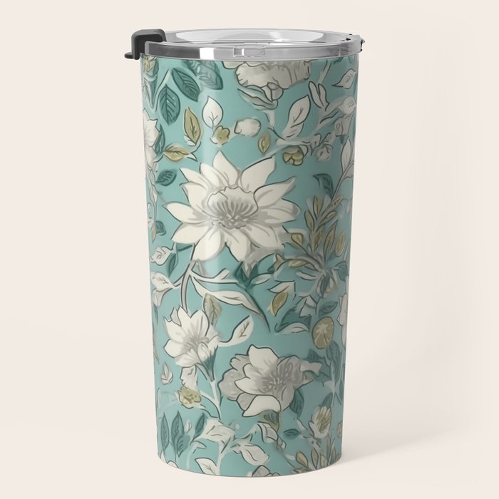 Elegant Vintage Floral Pattern Travel Mug Gallery Image 3