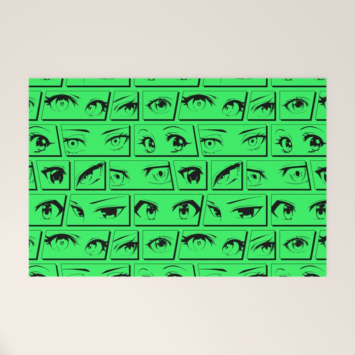 Anime eye cartoon comic art pattern Welcome Mat Gallery Image 1