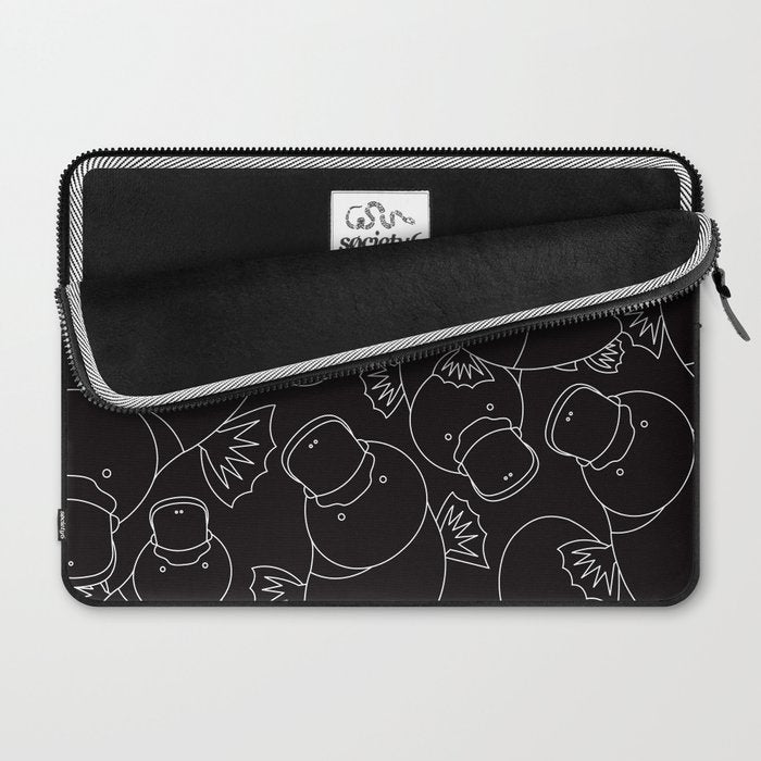 Minimalist Platypus Black and White Laptop Sleeve Gallery Image 2