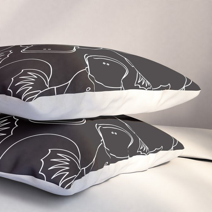 Minimalist Platypus Black and White Pillow Sham Gallery Image 3