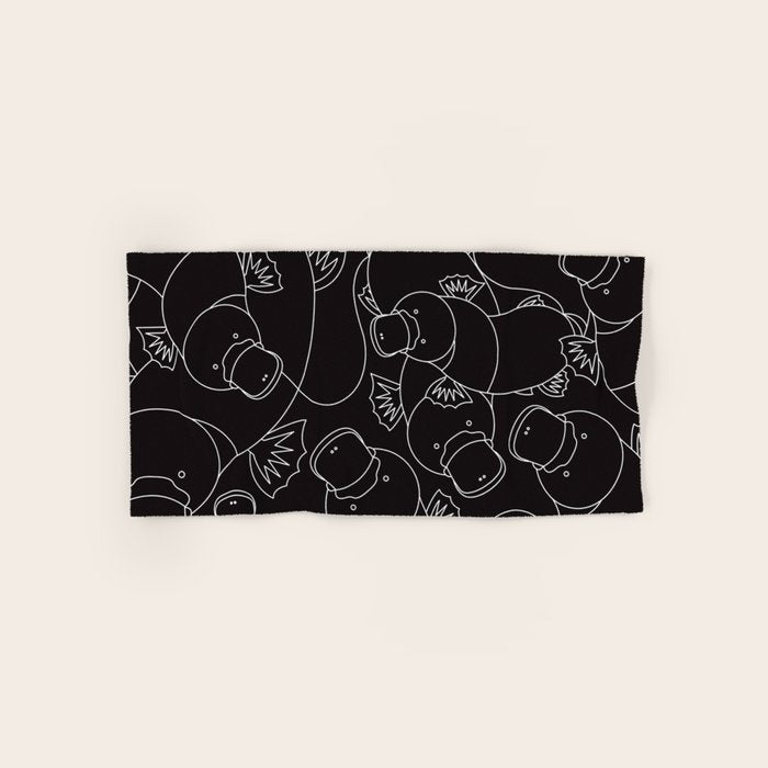 Minimalist Platypus Black and White Bath Towel Gallery Image 1