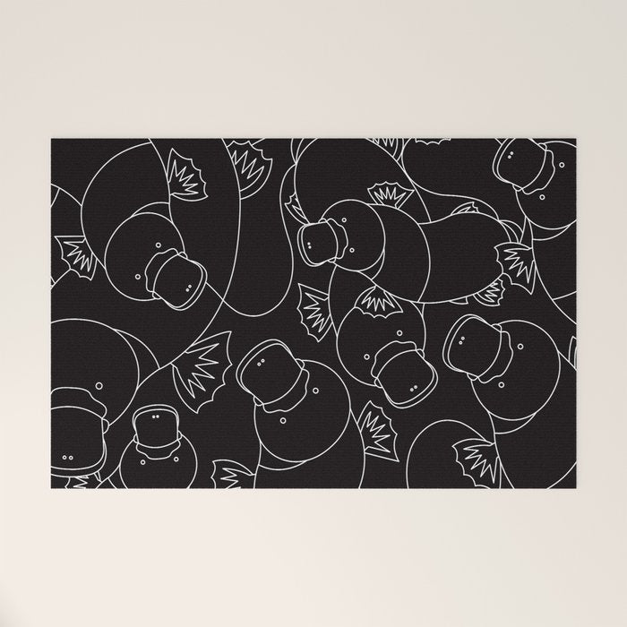 Minimalist Platypus Black and White Welcome Mat Gallery Image 1