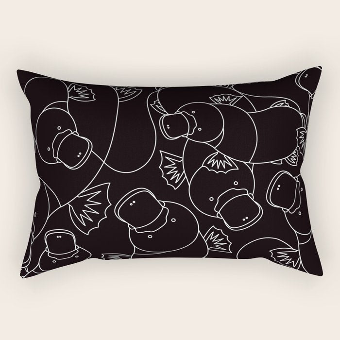 Minimalist Platypus Black and White Rectangular Pillow Gallery Image 1