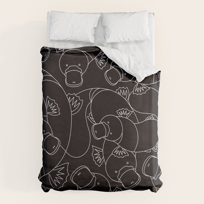 Minimalist Platypus Black and White Duvet Cover Gallery Image 6