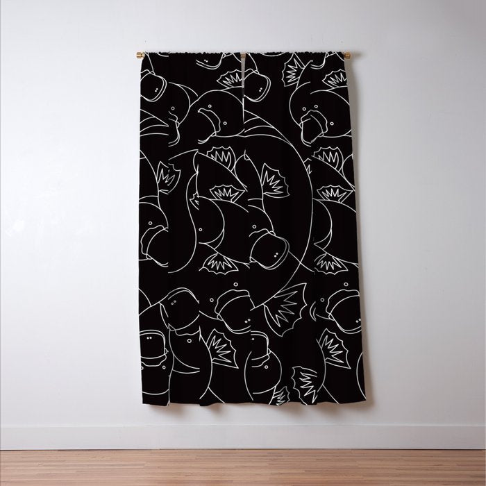Minimalist Platypus Black and White Window Curtain Gallery Image 3