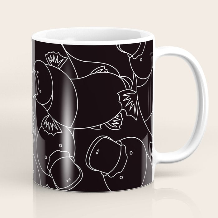 Minimalist Platypus Black and White Coffee Mug Gallery Image 1