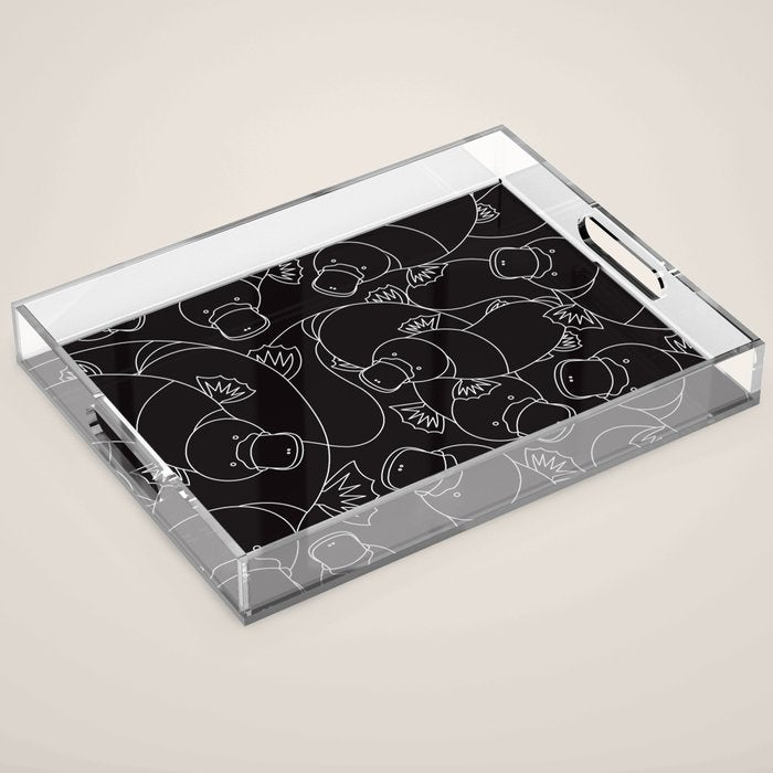 Minimalist Platypus Black and White Acrylic Tray Gallery Image 1