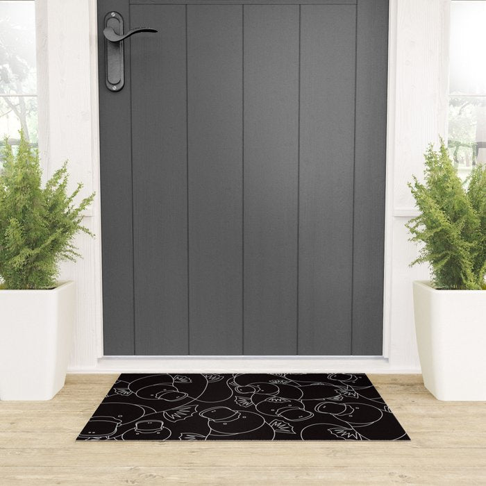Minimalist Platypus Black and White Welcome Mat Gallery Image 3