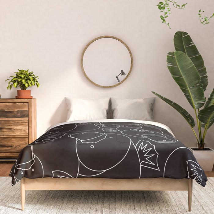 Minimalist Platypus Black and White Comforter Gallery Image 3
