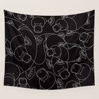 Minimalist Platypus Black and White Wall Tapestry Gallery Image 4