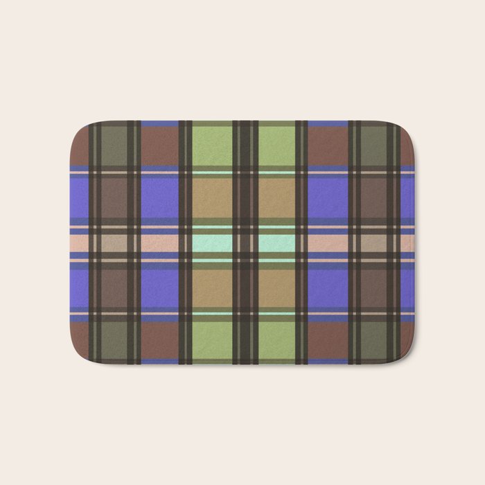 Fusion Colorful Toned Grids Bath Mat Gallery Image 1