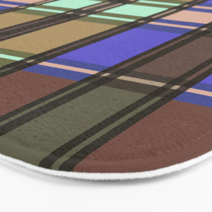 Fusion Colorful Toned Grids Bath Mat Gallery Image 3