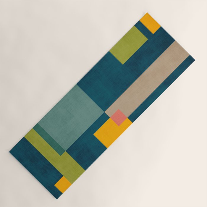 Colorful Geometric Shapes Navy Background Modern Artwork Yoga Mat Gallery Image 1