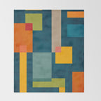 Colorful Geometric Shapes Navy Background Modern Artwork Throw Blanket Gallery Image 2