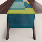 Colorful Geometric Shapes Navy Background Modern Artwork Table Runner Gallery Image 1