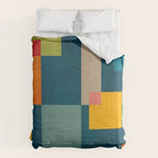 Colorful Geometric Shapes Navy Background Modern Artwork Comforter Gallery Image 6