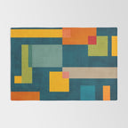 Colorful Geometric Shapes Navy Background Modern Artwork Rug Gallery Image 2