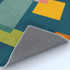 Colorful Geometric Shapes Navy Background Modern Artwork Rug Gallery Image 4