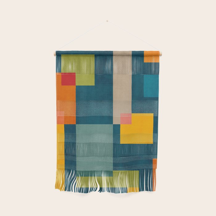 Colorful Geometric Shapes Navy Background Modern Artwork Wall Hanging Gallery Image 1