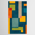 Colorful Geometric Shapes Navy Background Modern Artwork Tablecloth Gallery Image 2