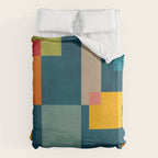 Colorful Geometric Shapes Navy Background Modern Artwork Duvet Cover Gallery Image 6